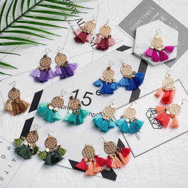 Golden Flower Of Life Tassel Earrings-Your Soul Place
